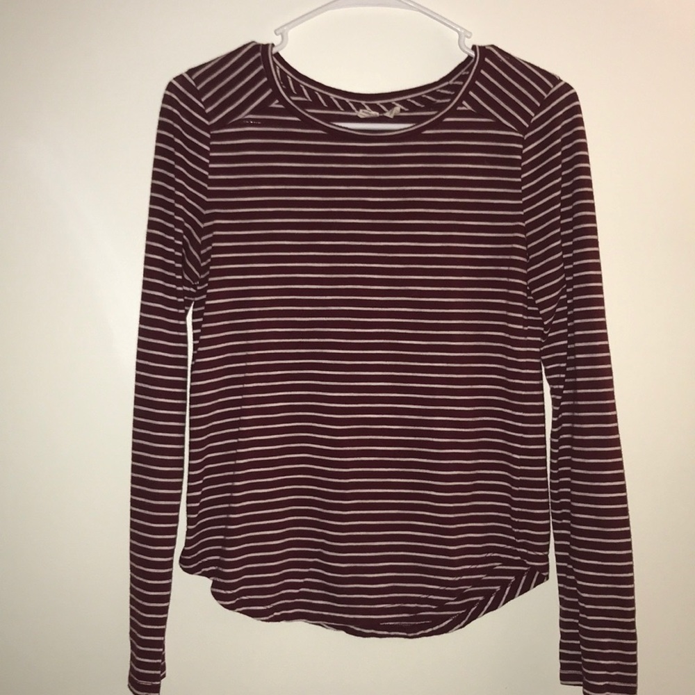 Cute maroon striped long sleeve